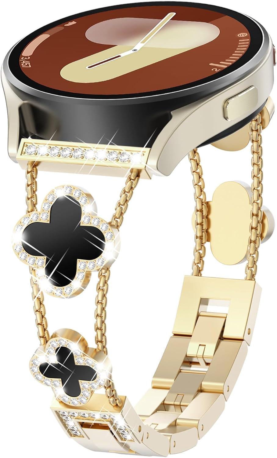 WINGLE for Galaxy Watch 8/8 Classic Band 40/44/46mm Galaxy Watch 7 6 5 4 FE Band 40mm 44mm Samsung Watch 5 Pro Bands 45mm, Women Four Leaf Clover Bling Bands for Watch 6/4 Classic 43mm 47mm 42mm 46mm