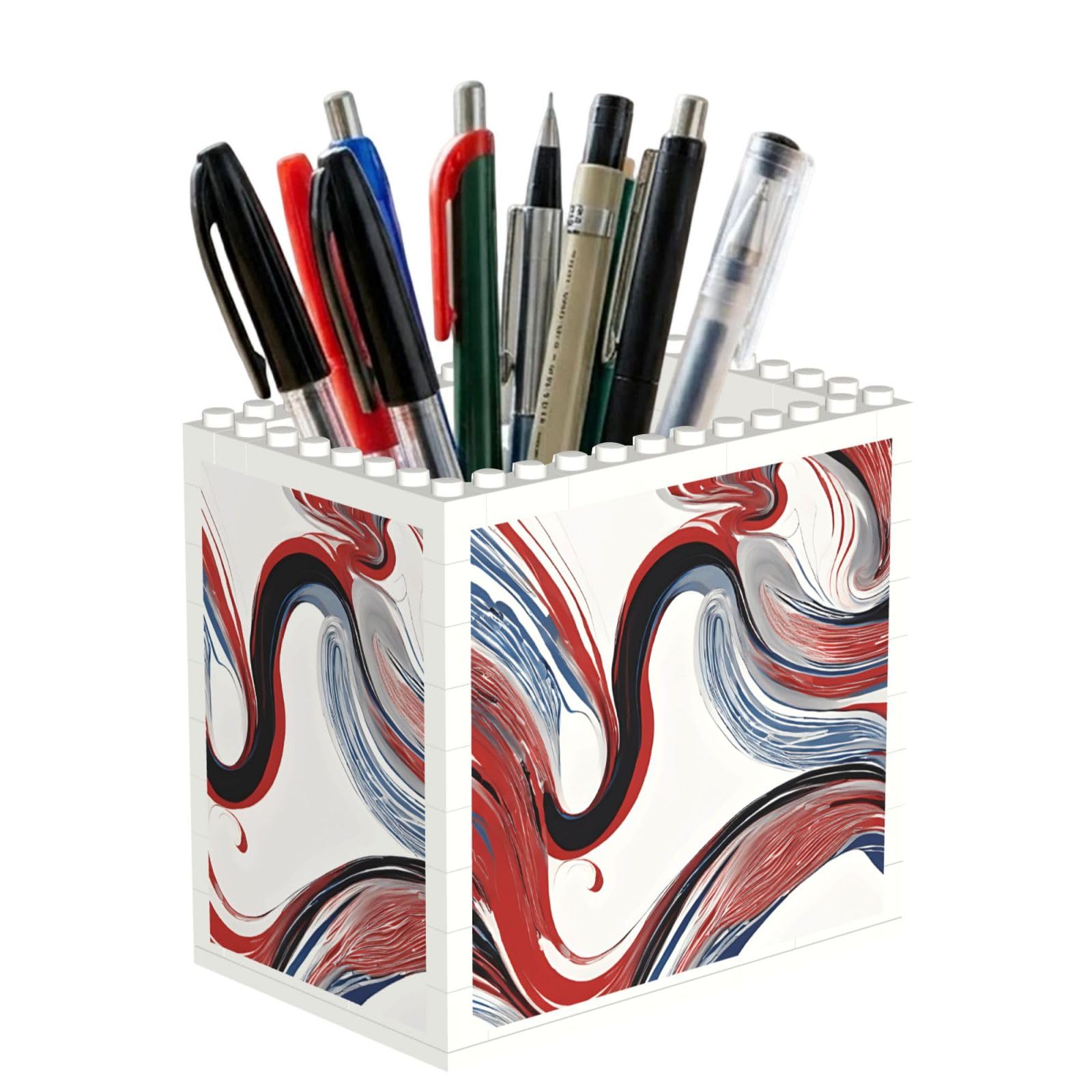 ESNAIUVCD Marble Mixed Brown Print Building Block Pen Holder - Pencil Holder For Desk/Classroom,Desk Accessories, Multifunctional Office Supplies Pen Organizer Pencil Cups(1pcs)