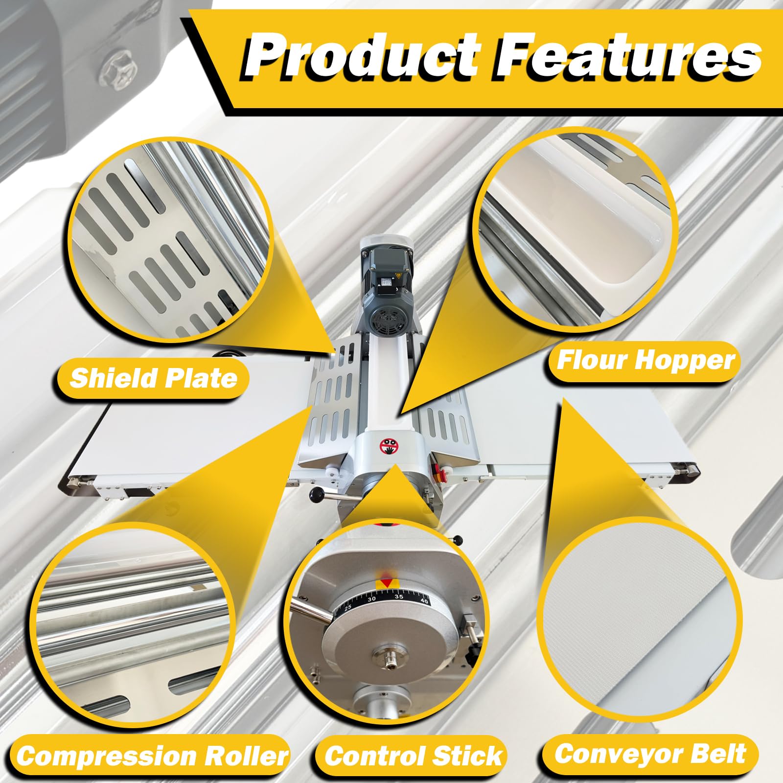 TECHTONGDA Commercial Dough Sheeter Machine Desktop Fondant Flattener Laminated Dough Press Machine Pizza Pastry Roller Foldable Pastry Machine for Croissant Puff Pastry Icing with 20 * 78