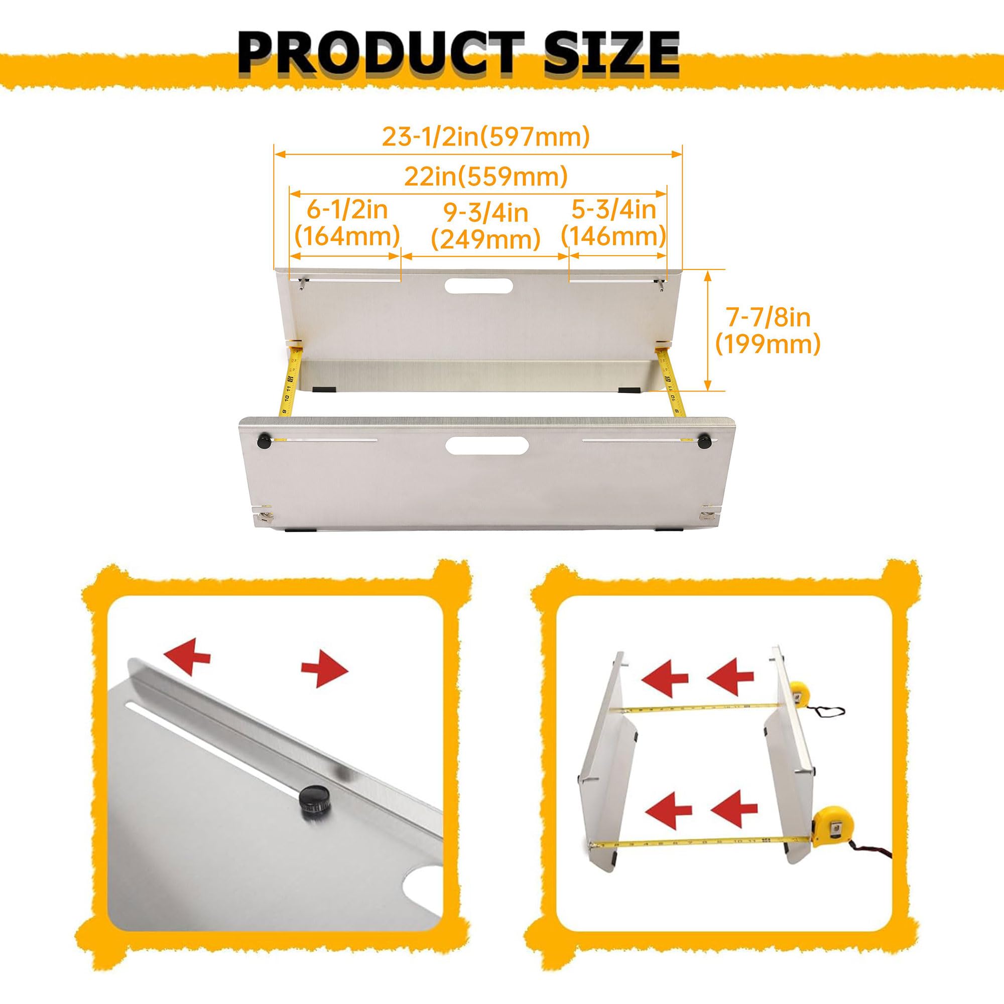 KUAFU DIY Wheel Alignment Tool, 4 Probes Toe Plates, Aluminum Toe Alignment Plate Gauge Camber Caster Measurement Tool with 2 Tape Measures and Conversion Chart