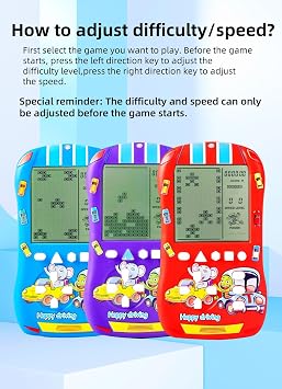 HLF Sports Car Appearance Block Game Console Big Screen Built-in 23 Brick Games 824 Modes Adjustable Speed/Difficulty 70s/80s/90s Handheld Game Decice Kids/Teens/Birthdays (Red)