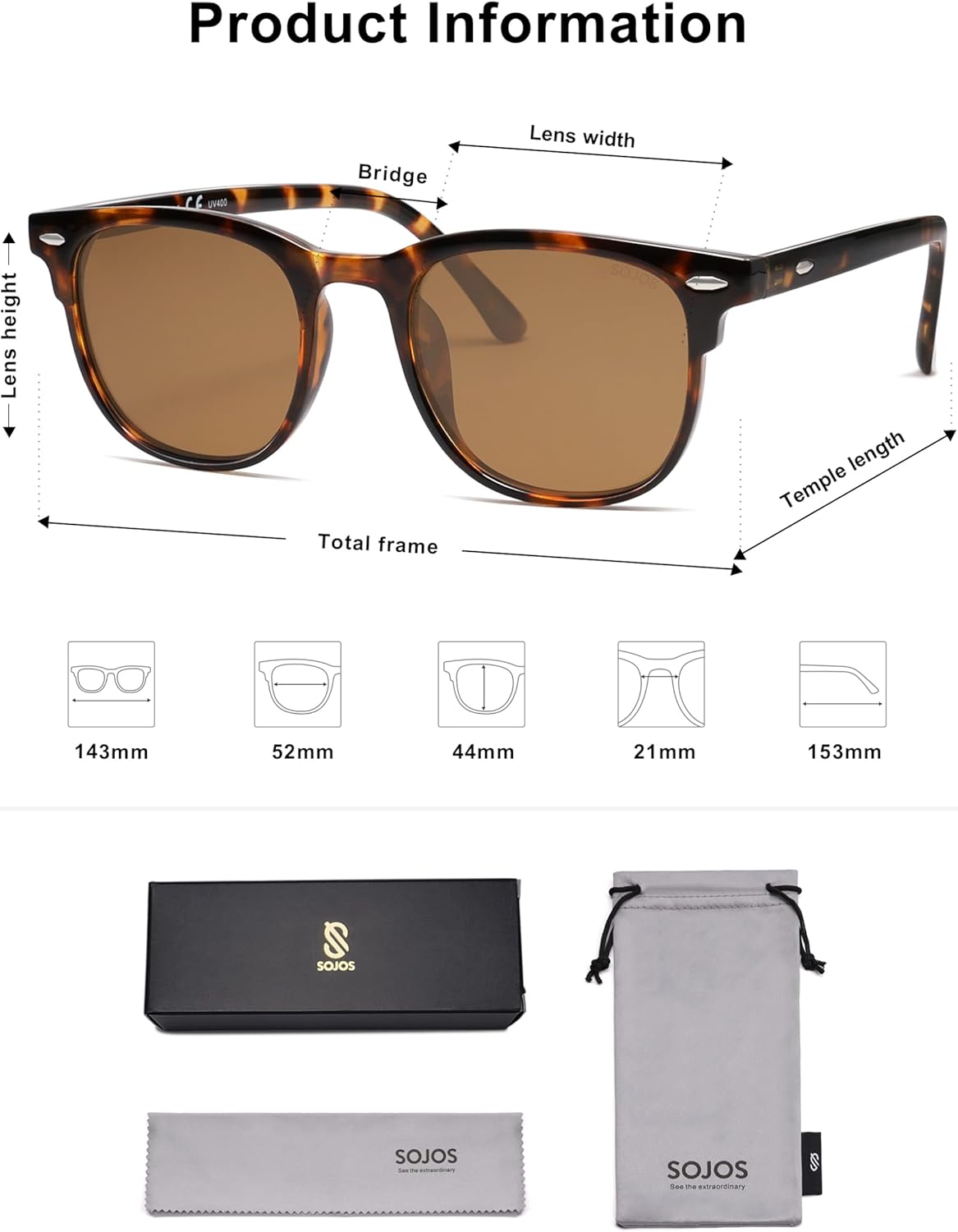 SOJOS Retro Vintage Square Polarized Sunglasses for Women Men UV Protection Lens TR90 Frame Sunglasses SJ2112 - Image 5
