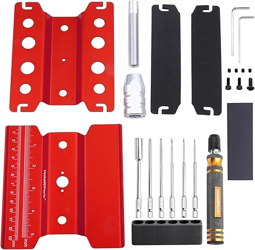 Miniatura 7 de Hobbypark Soporte de trabajo de aluminio RC para automóvil estación de trabajo de reparación de rotación de 360 grados elevación o inferior