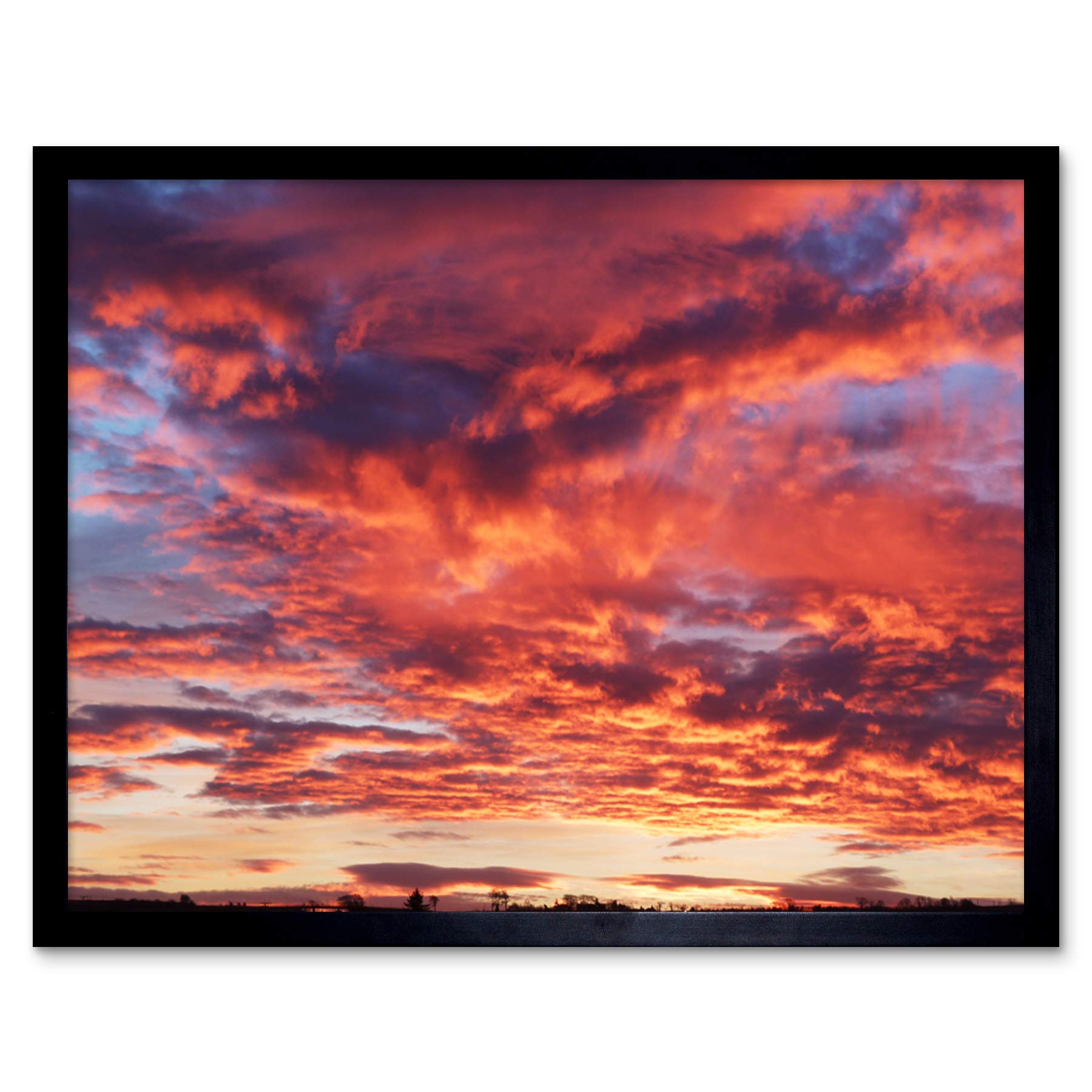 Artery8 Beautiful Sky Clouds Sunset Photo Art Print Framed Poster Wall Decor 12x16 inch