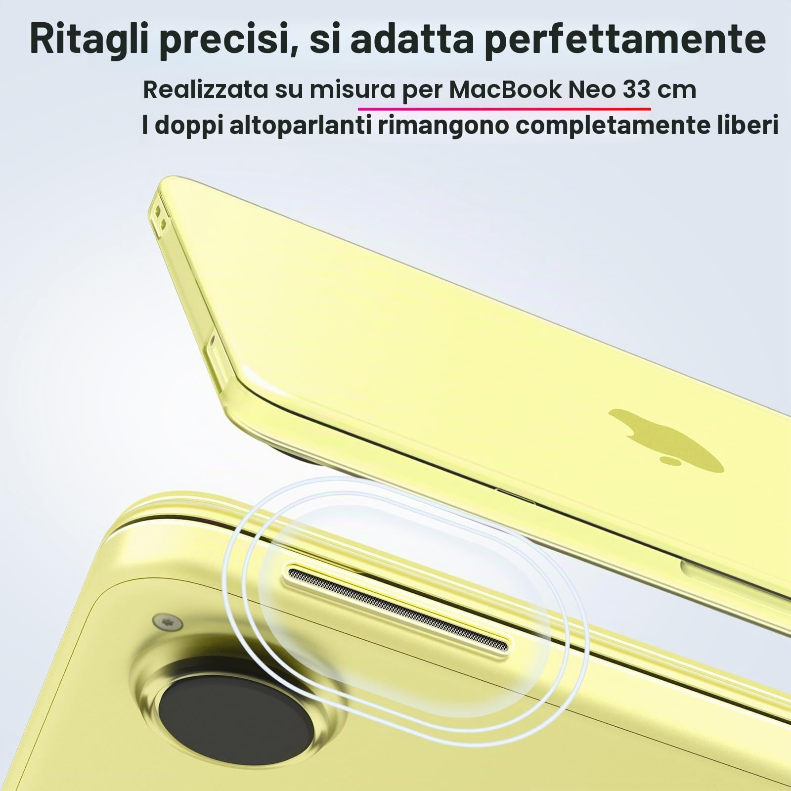 Soonjet Custodia per MacBook Neo 13" 2026 | Citrus Clear ufficiale | antigraffio e impronte digitali | Cover rigida gialla per laptop + copertura per tastiera per Mac modello A3404 | Ideale per studio