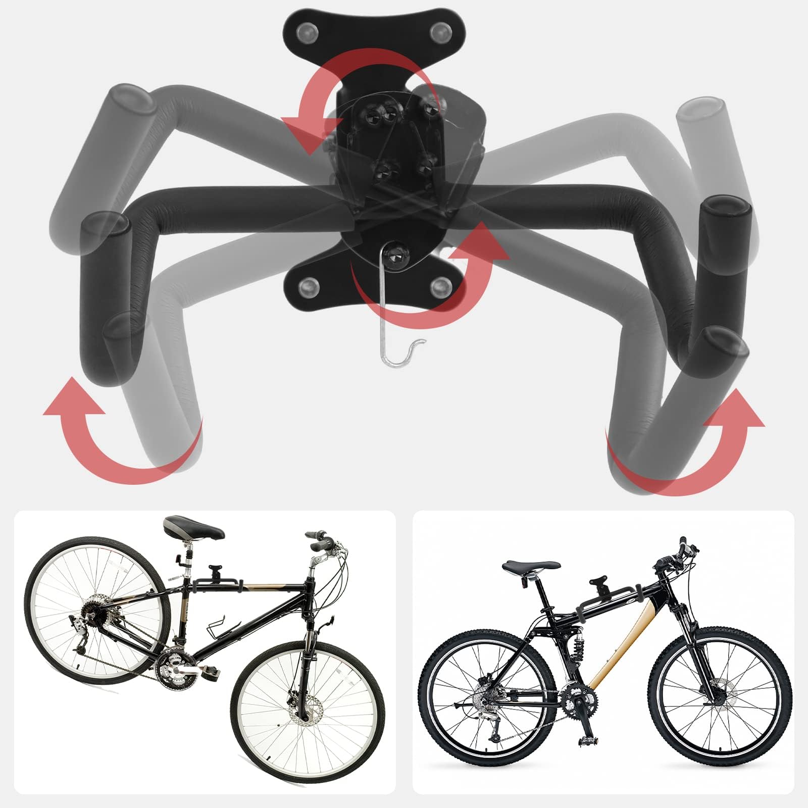 HASTHIP® Bicycle Wall Mount Stand, Heavy Duty BikeHanger for Home & Garage, Foldable Retractable Wall Mounted Rack Cycle Hanger Mount Rack for Indoor & Outdoor Storage Hanging Stand MTB Cycle 2