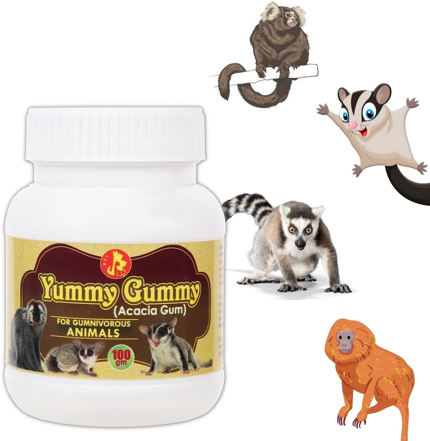 Pet Care International (PCI) Yummy Gummy | Acacia Gum Powder | Food Supplement for Sugar Glider, Marmoset, Tamarin, Bush Baby, Lemur | (100g)