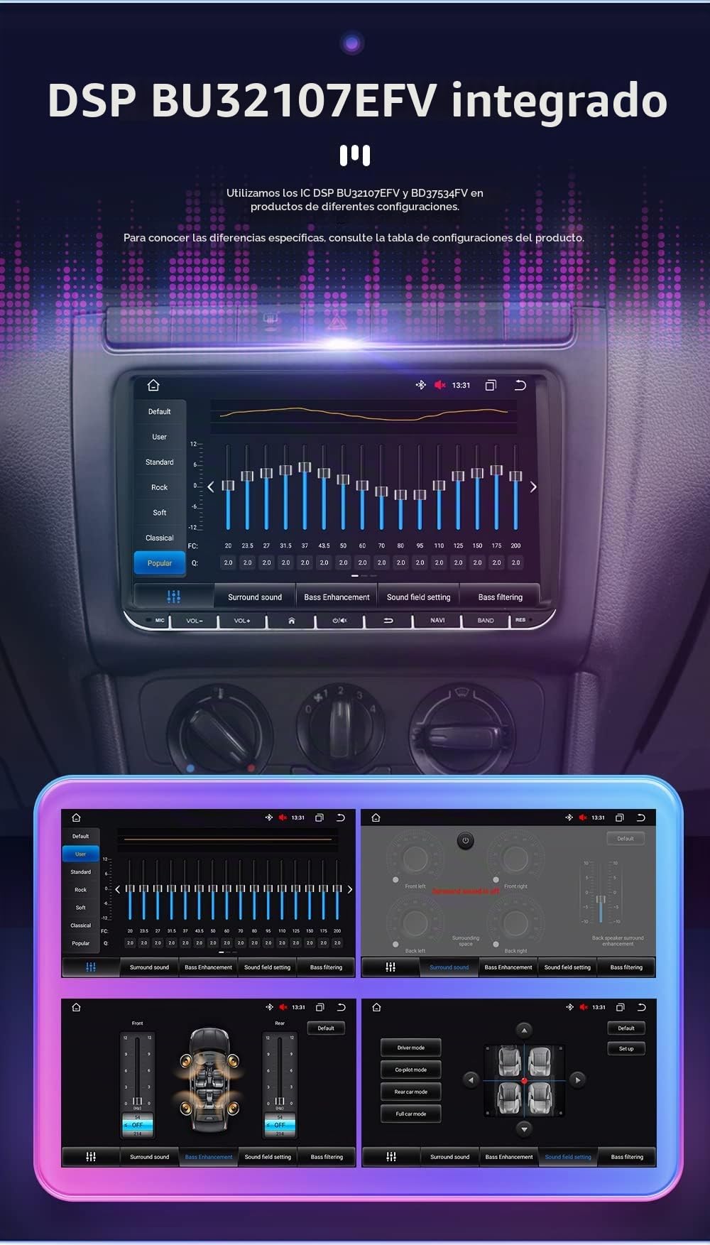 Android 13 Car Radio 9 Pulgadas Toque Touchsen 8 núcleos para VW Golf 5/6 T5 Touran Polo Sharan Passat Tiguan Asiento WiFi CarPlay/Android Car Bluetooth 4G LTE RDS SWC DSP (4GB+32GB)