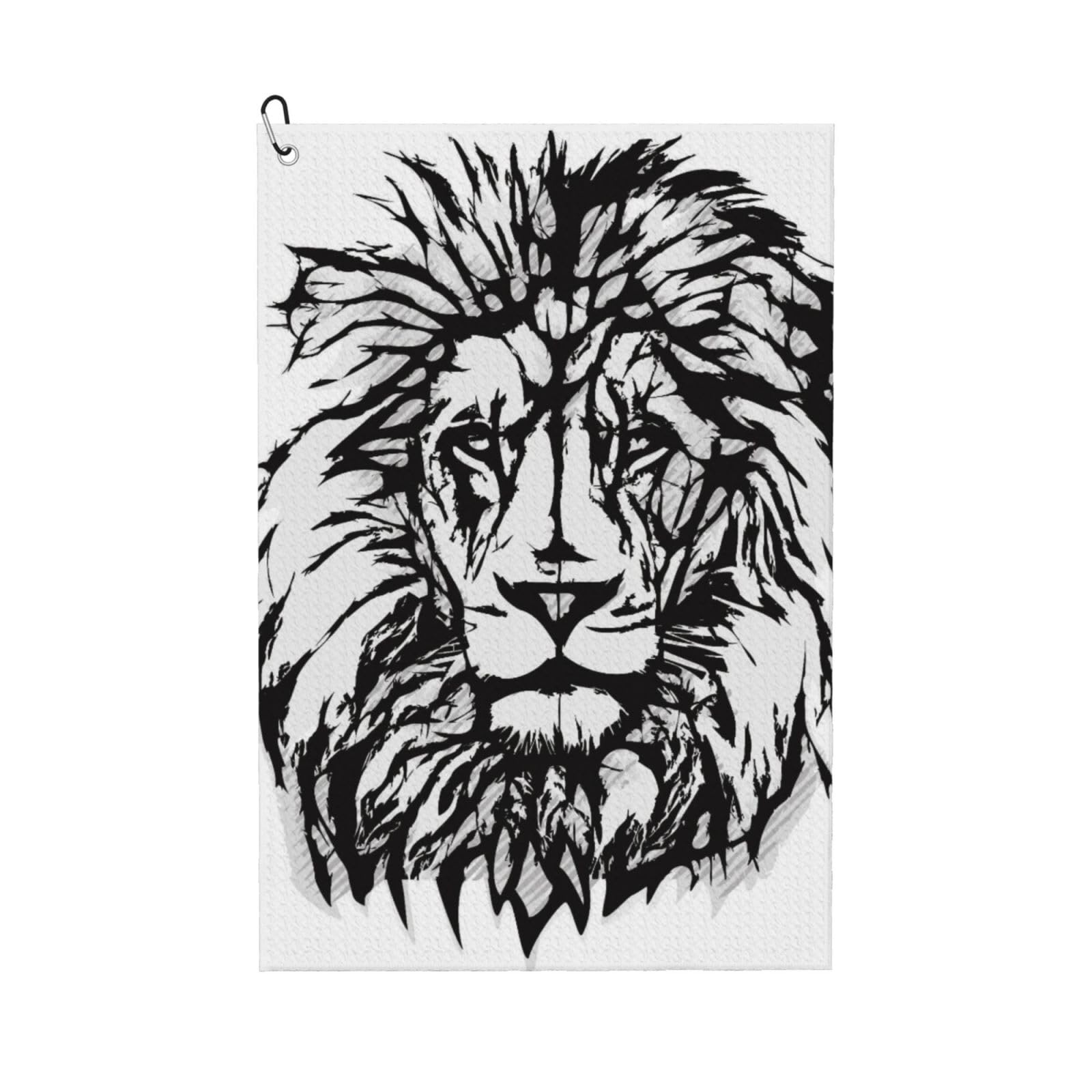 Oudrspo Sketch Art of African Safari Animal King of The Jungle Savannah Wildlife Golf Towel, Waffle Weave Sports Towel with Clip for Golf Course Daily Use