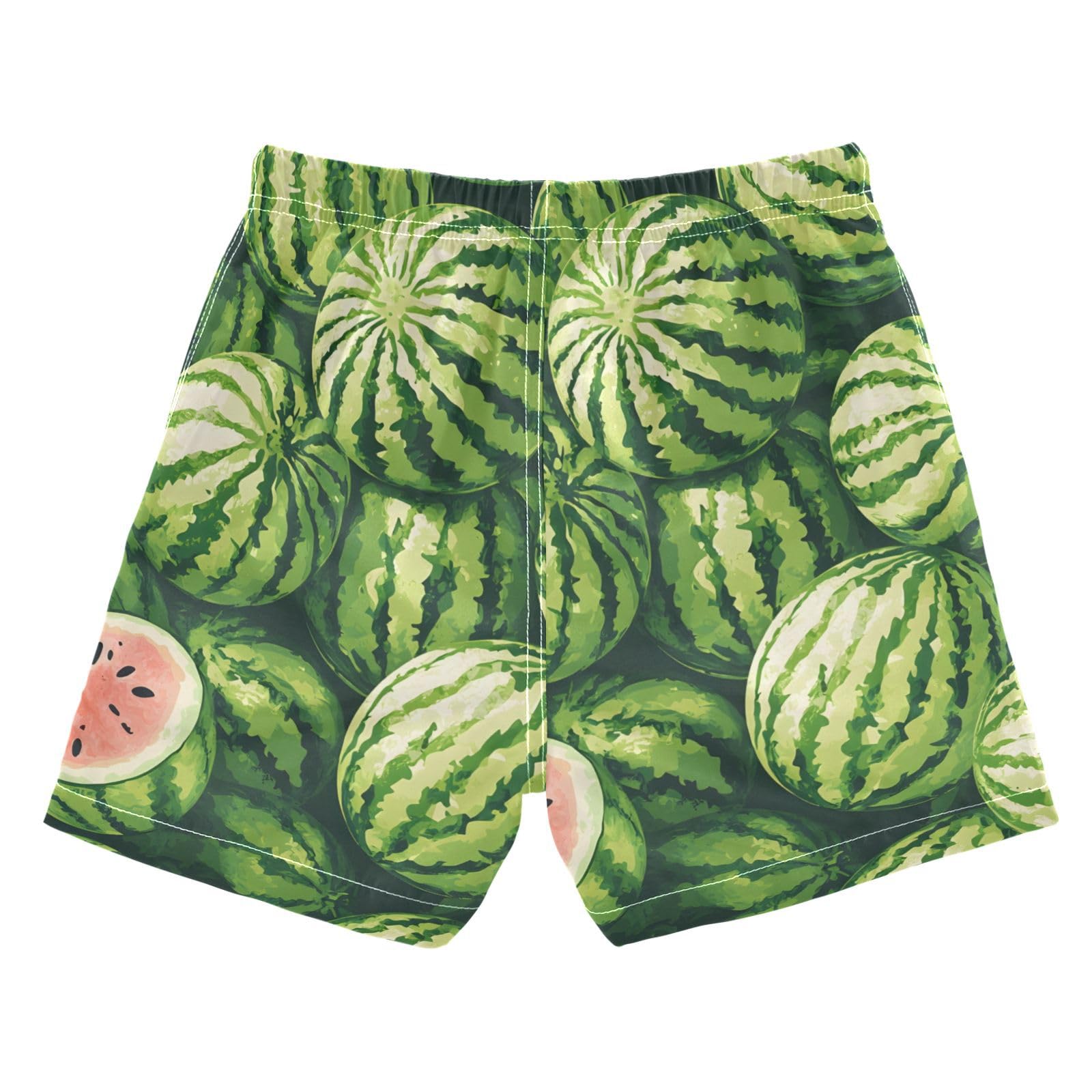 FLildon Summer Watermelon Little Boys Swim Trunks with Mesh Lining Quick Dry Beach Board Shorts, 3T