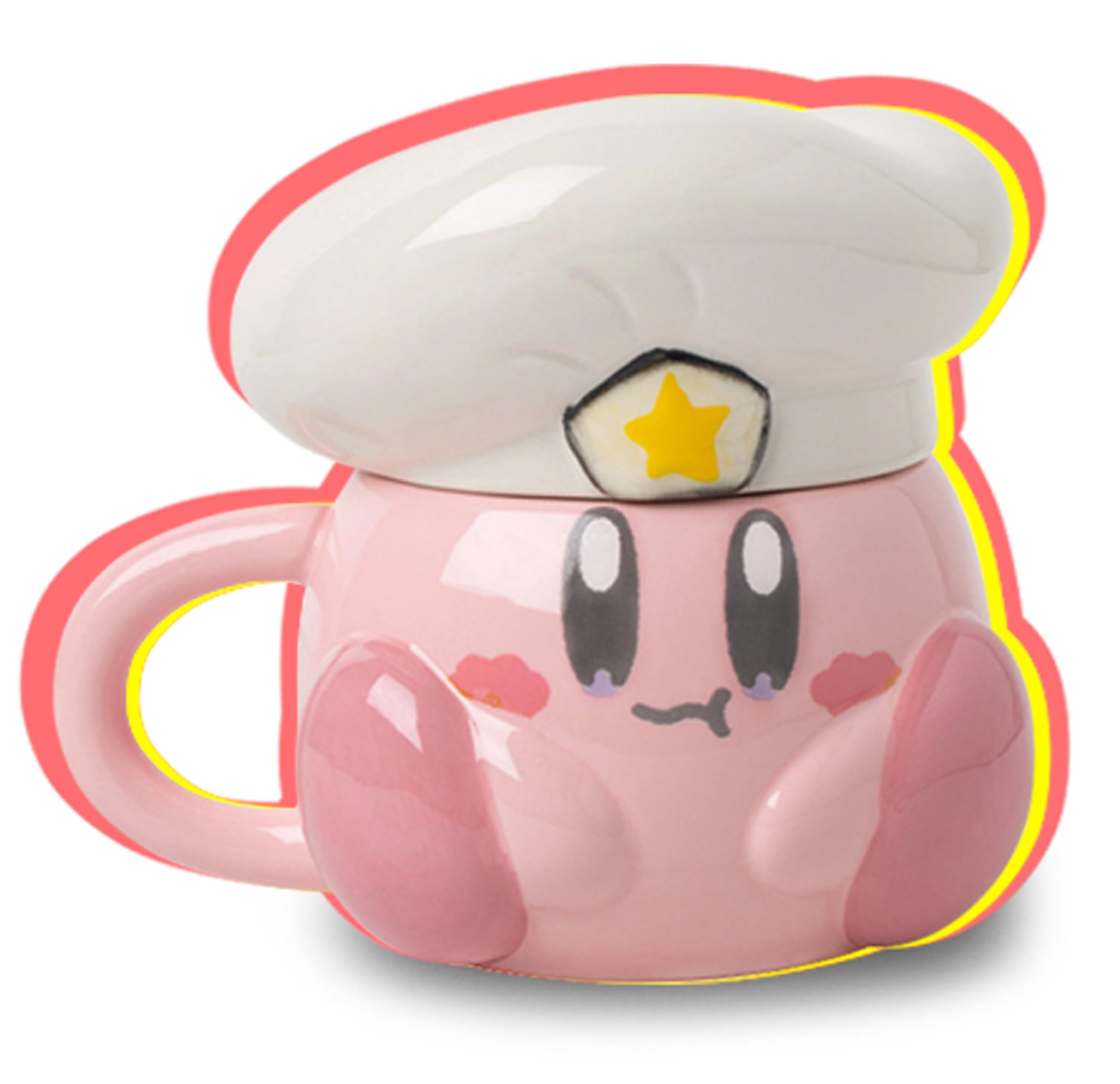 Roffatide Cartoon Pink Cook Mugs: Novelty Mug Coffee Cup Set (Pink Cup Chef's hat Lid) Gift for Christmas Birthday