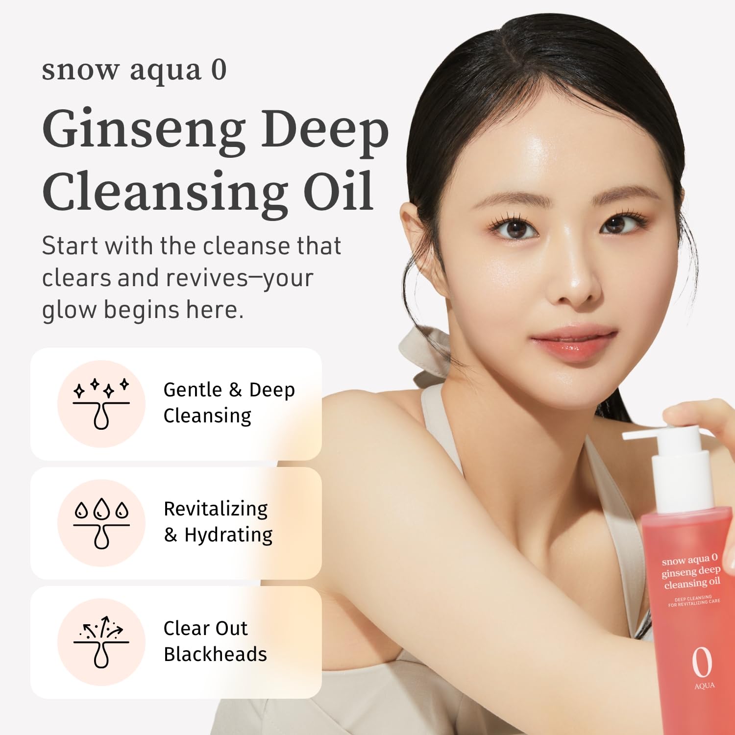 NOONI Korean Cleansing Oil - Snow Aqua 0 Ginseng Deep Cleansing Oil | Makeup Blackhead Remover, Pore Care Control, Glass Skin, Control Sebum, Revitalizing Care, Stocking Stuffers For Women, 6.76 Fl Oz - Image 2