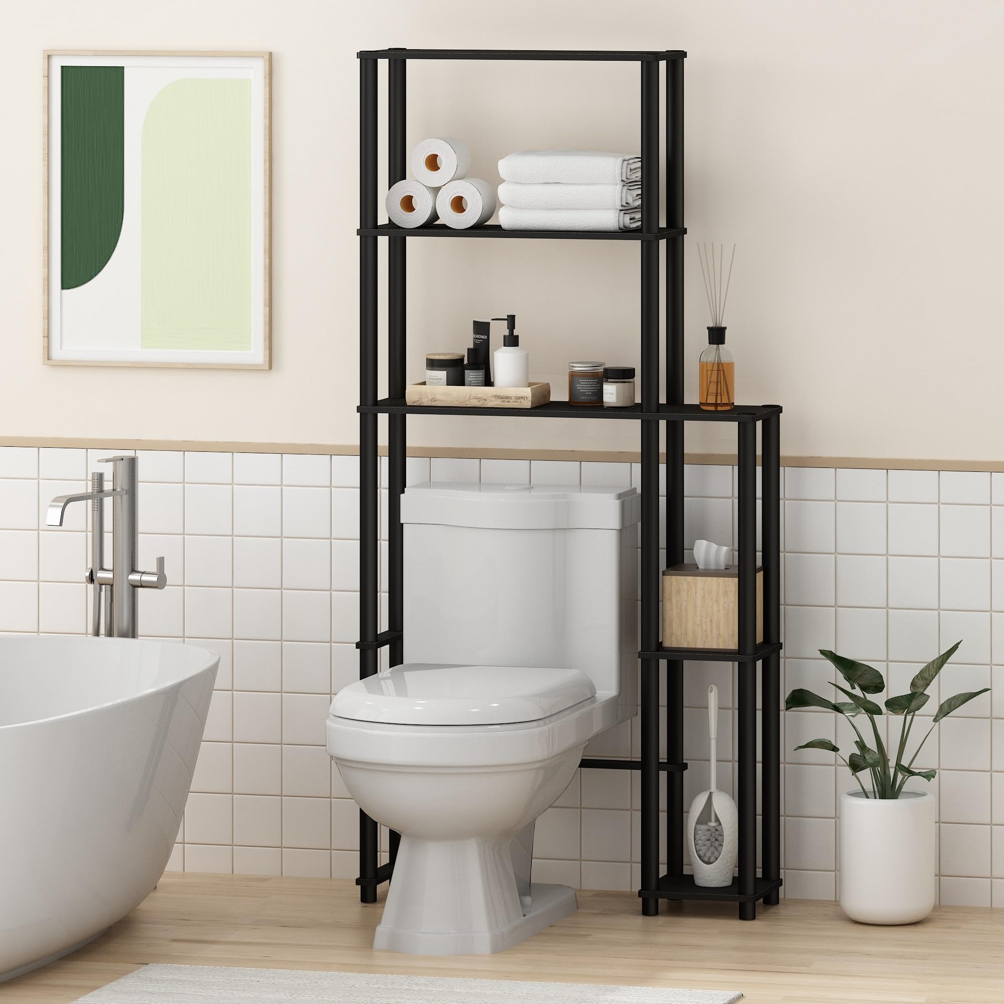 Furinno Almacenamiento de baño, Espresso/Negro, Talla única