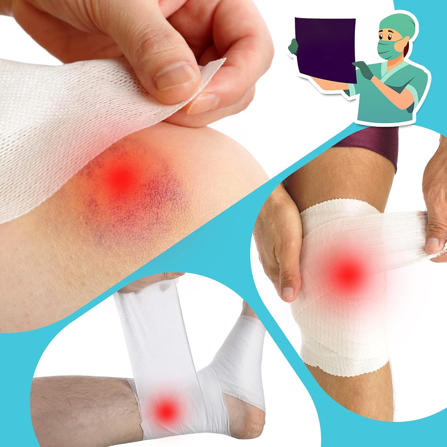 Nuanchu 2 Rolls Non-Woven Stretch Tape Breathable Bandage Tape Cohesive Wrap Roll Film (White,4 Inch X 10.94 Yard) - Image 6