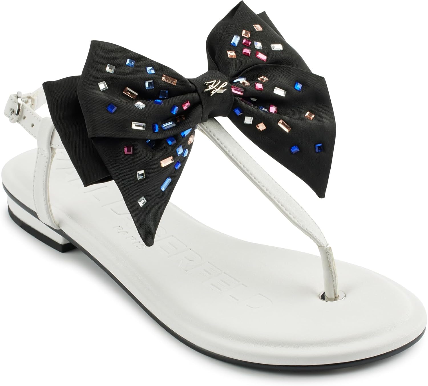 KARL LAGERFELD Women's Cristi Studded Bow Thong Flip Flop Sandal