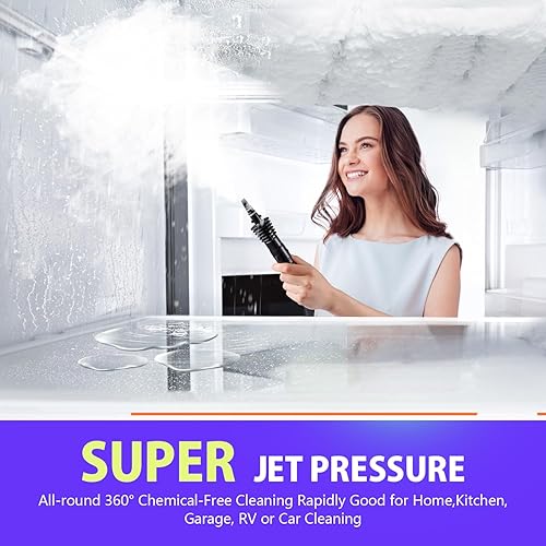 Miniatura 6 de Limpiador de vapor de mano, limpiador de vapor multisuperficie presurizado de 1300 W para uso doméstico con 10 herramientas y bloqueo de seguridad