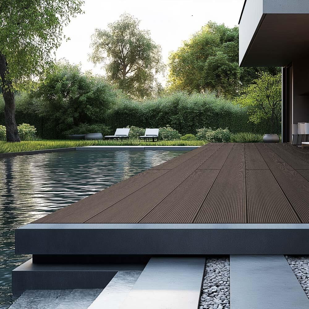 Home Deluxe - WPC Terrassendielen SAMANA - Dunkelbraun, 8m² - Inkl. Unterkonstruktion und kompl. Zubehör I Terrassenboden Poolumrandung Balkonbelag