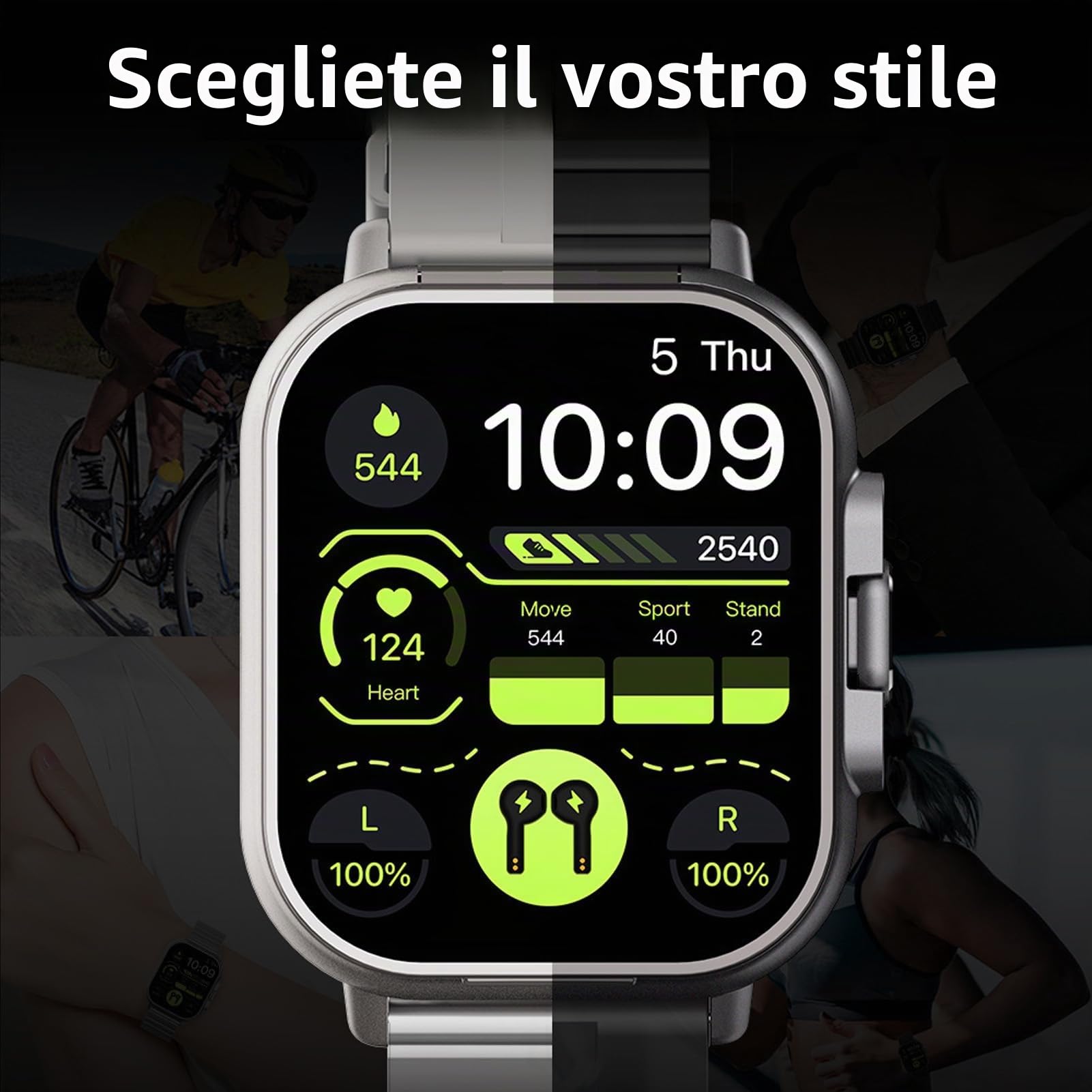 Elprico Smart Watch con Auricolari, Orologio Sportivo 2 in 1 con Cuffie, Touch Screen HD da 2,01 Pollici Call Fitness Tracker per iOS,