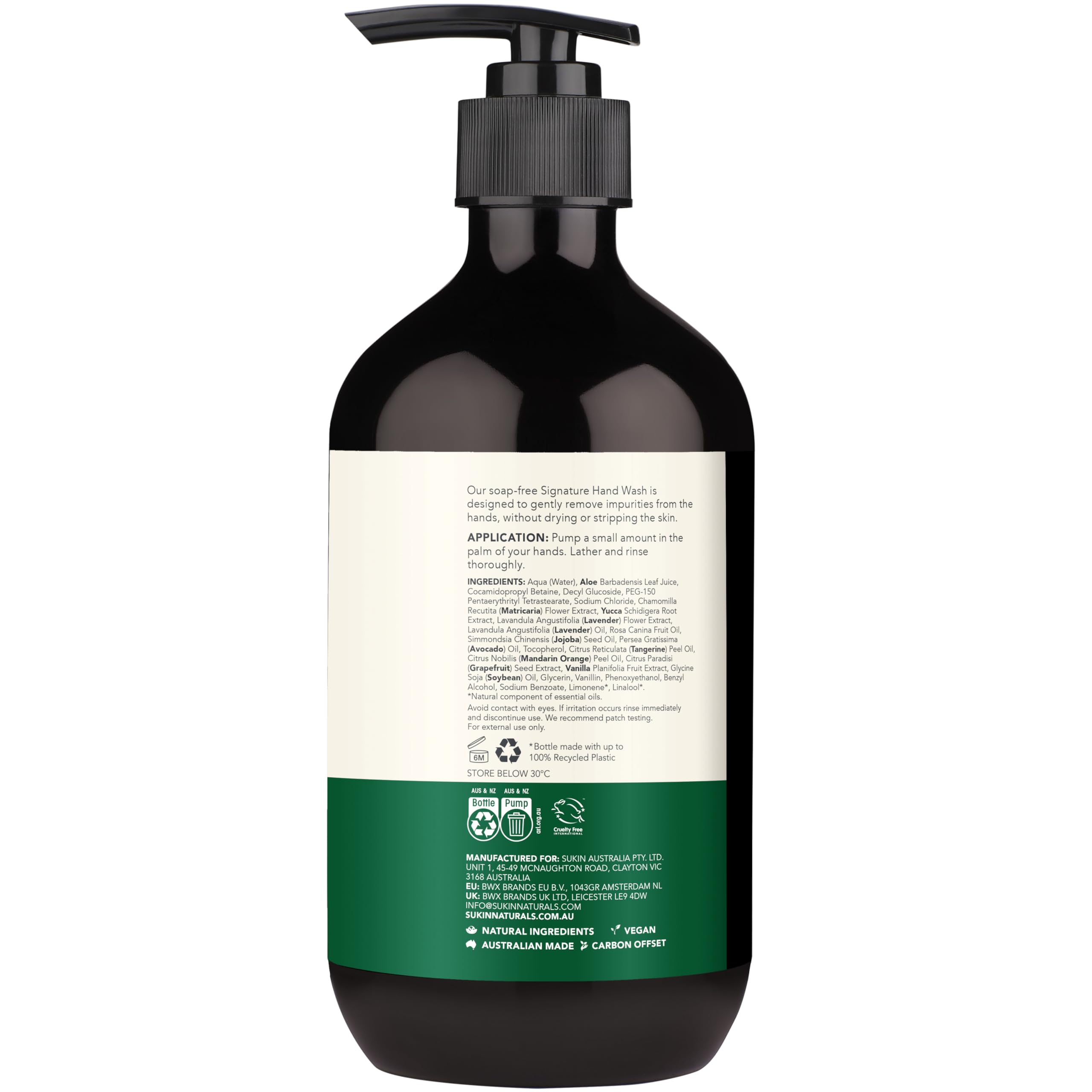 Sukin Australian Natural Signature mydło do rąk, 500 ml, delikatnie usuwa brud i nawilża, z dziką różą i awokado, wegańskie