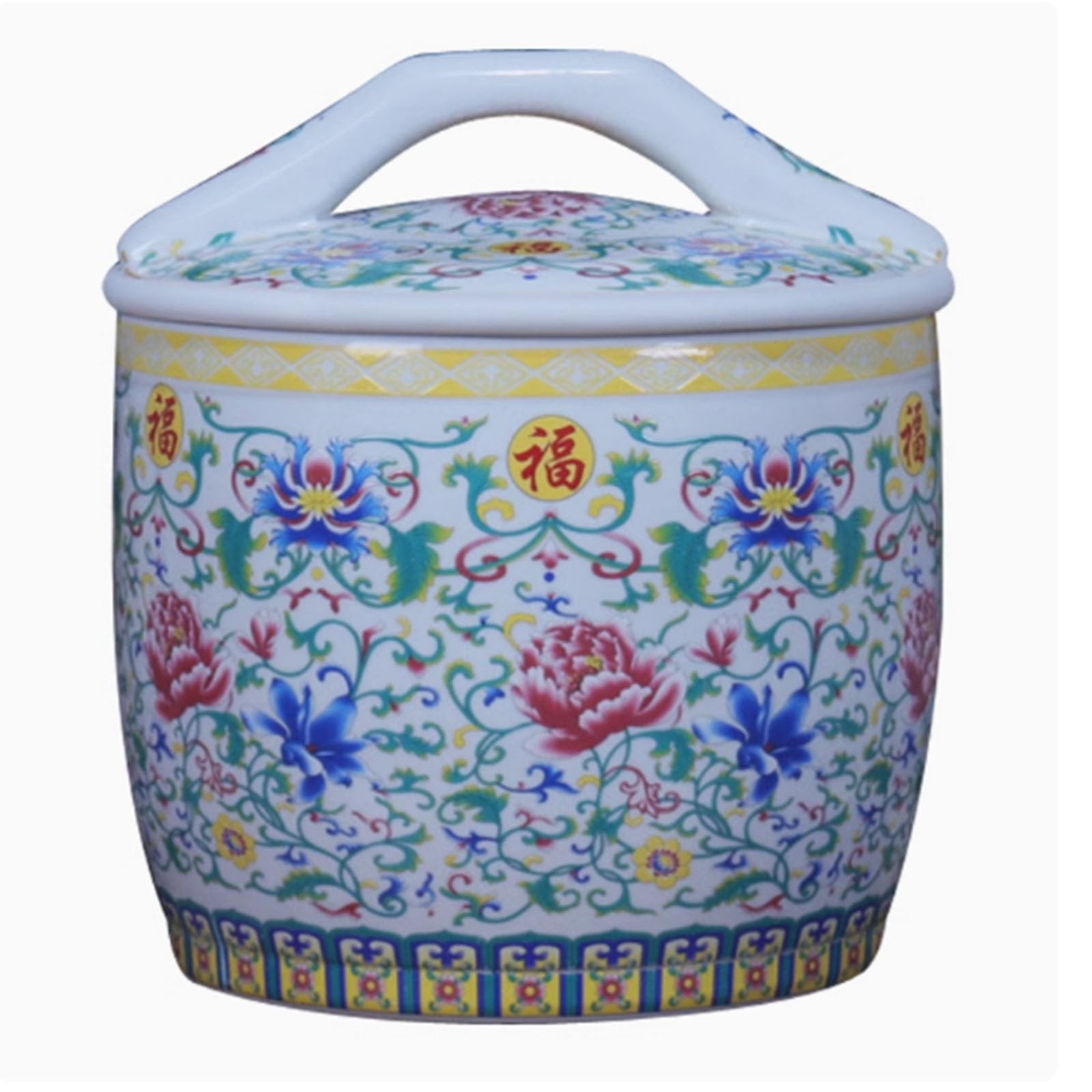 Ceramic Rice Jar with Lid, Cereal Dispenser, Ceramic Rice Container, Oatmeal Container, Coffee Jar, Large Airtight Storage Container, Kitchen Rice Bucket, Traditional Chinese Rice Jar 10kg/22lb