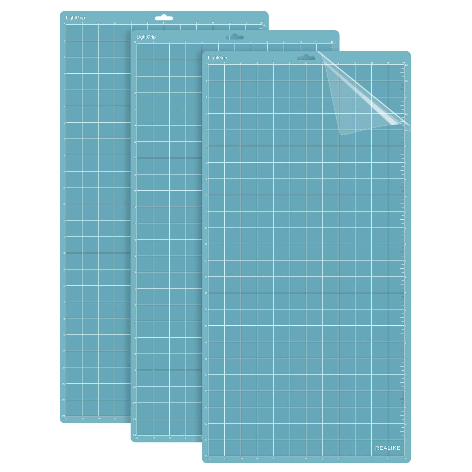 REALIKE LightGrip Cutting Mat for Cricut Maker 3/Maker/Explore 3/Air 2/Air/One(3 Mats,12x24 inch) Blue Light Adhesive Cut Mats Replacement Accessories for Cricut, Perfect for Crafts, Quilting, Arts