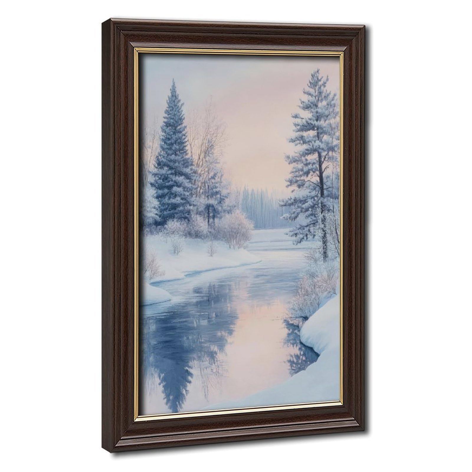 Bareronor Wall Art Scandinavian Winter Landscape Nature Canvas Poster Bedroom Decor Landscape Office Room Decor Gift 24" L X 36" W