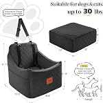 Dog Car Seats for Small Medium Dogs, Portable Detachable Washable Puppy Car Seat for Dog Up to 35lbs, Pet Booster Seat with Storage Pockets and Safety Belt (Black, Medium)