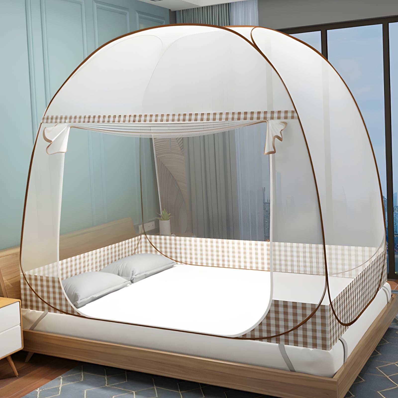 Zanzariera Letto, Zanzariera Letto Matrimoniale con Cerniera, Doppia Porta Zanzariera Campeggio Pieghevole, Zanzariera da Viaggio Portatile, Tenda zanzariera per Camera da Letto, Dormitori, Campeggio