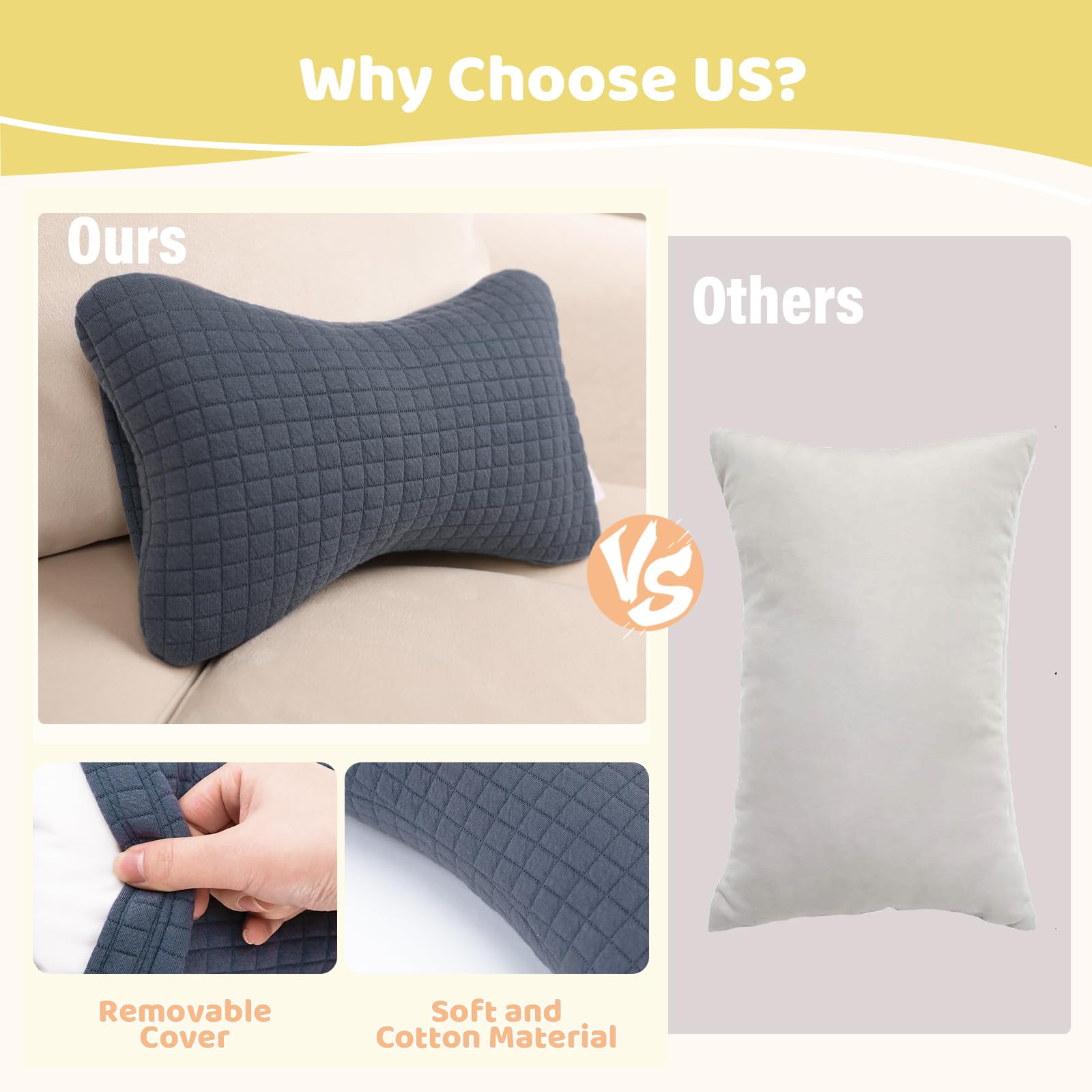 vocheer Small Pillows for Sleeping 11"x 7" Mini Travel Pillow, Tiny Pillows for Neck Wrist, Lumbar and Knee, Pets Pillow - Image 3