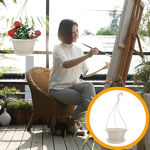 Miniatura 9 de 5 juegos de macetas colgantes de plástico, cesta colgante redonda, maceta de orquídea, floreces, contenedor para balcón, pared, pérgola, cercas