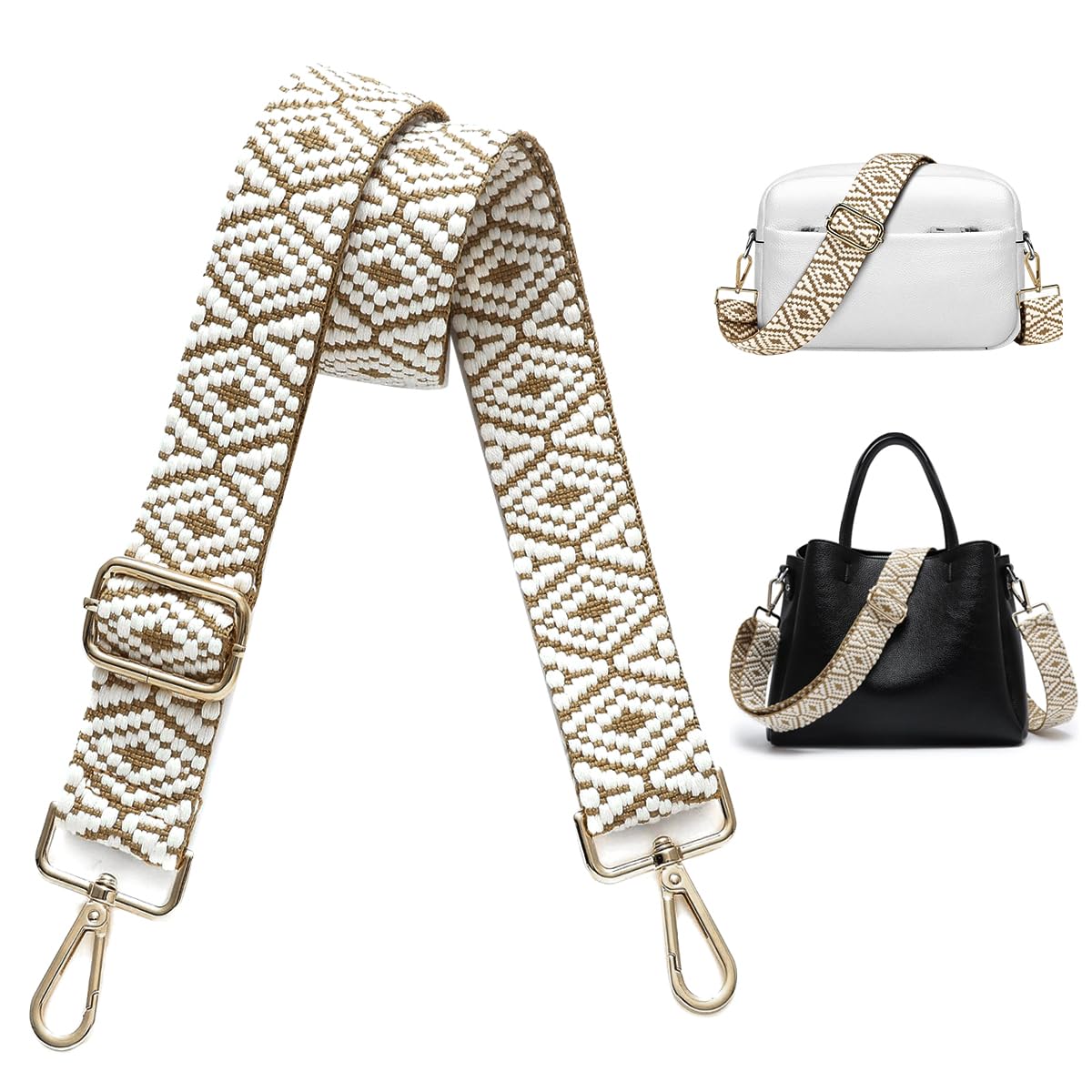 Purse Crossbody Wide Shoulder Strap - Fashion Adjustable Canvas Replacement Handbag Straps for Women