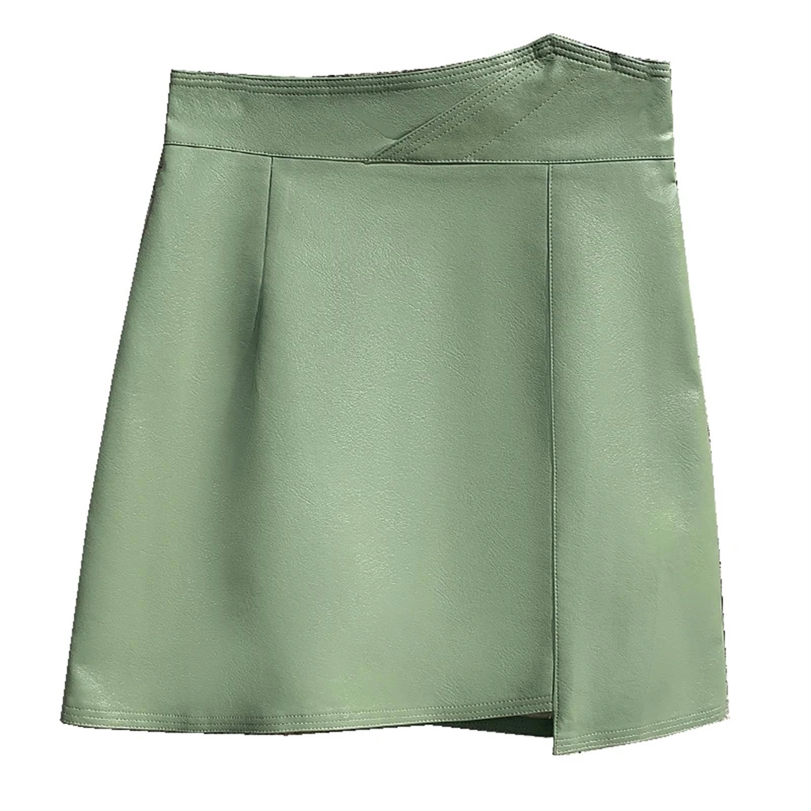 Rock Grün Elegante Pu Leder Kurze Röcke Hohe Taille Schlanke Mini Bleistift Rock Frauen Hip Rock-grün-l