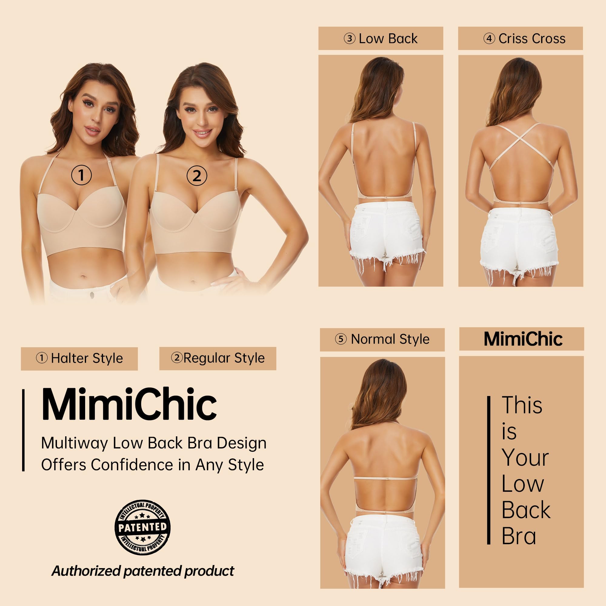 Soutien Gorge Dos Nu -Soutien Gorge Dos Transparent-Soutien Gorge Invisible Multiples et Convertibles Soutien Gorge sans Coutures à Léger Rembourrage