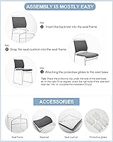 Vista 7 de 4 Pack Stacking Chairs 1102LB Capacity Home Office Guest Chair Set With Sled Base, Modern Reception Chair for Kitchen, Waiting Room, Multi-Purpose