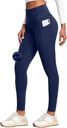 Heathyoga Fleece Lined Leggings with Pockets for Women Thermal Yoga Pants
