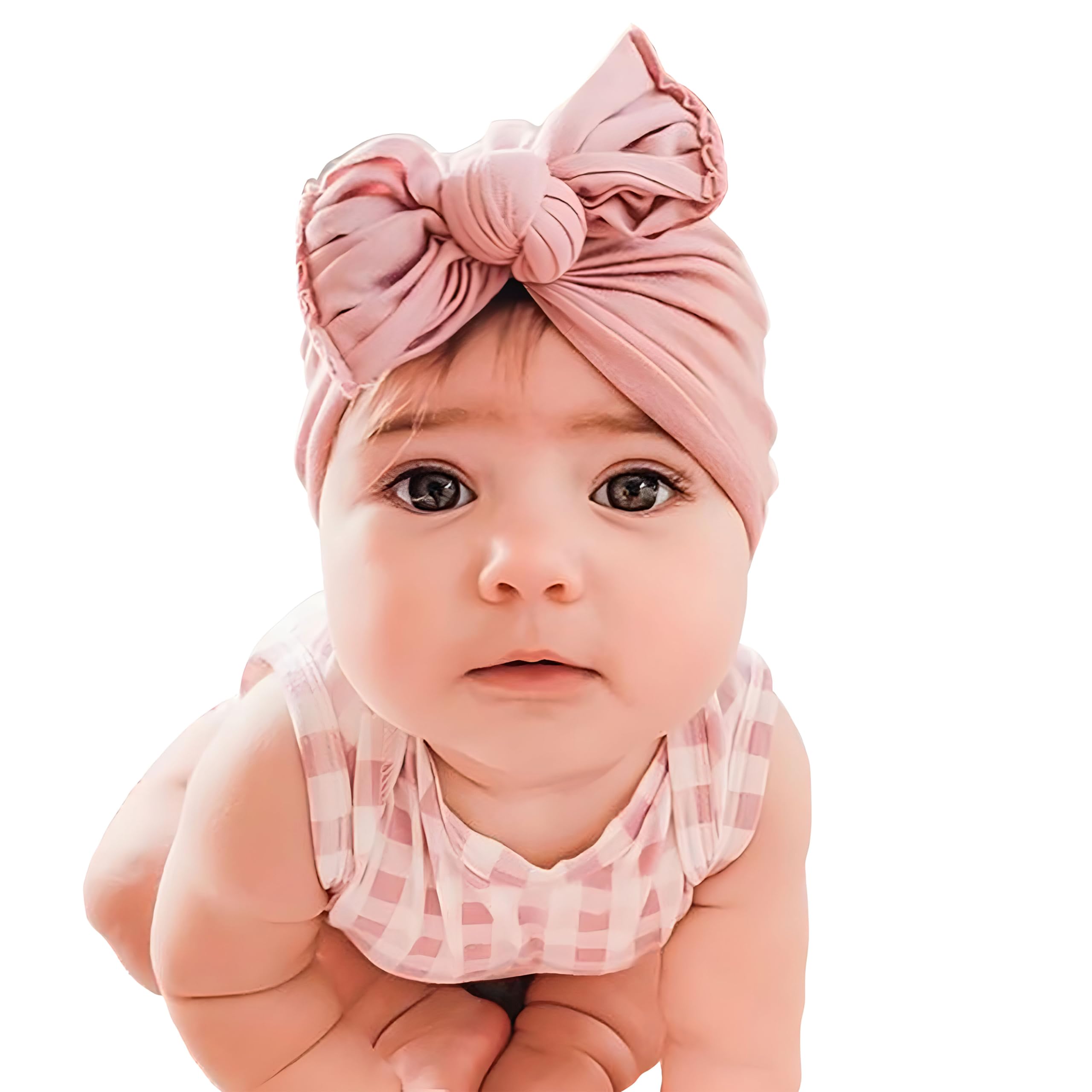 Bembika Beanie Bow Headband for Baby Girl Hair Accessories for Girls Baby Headband- (Pink)-image-27