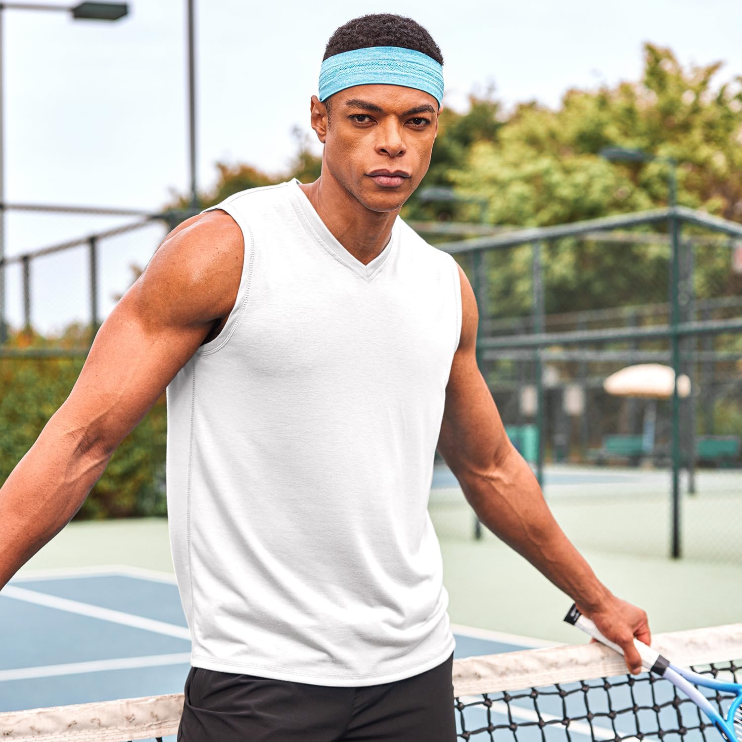 COOFANDY Men's 3 Pack Workout Tank Tops Gym Sleeveless Shirts V Neck Bodybuilding Muscle Tee Shirt - Image 3