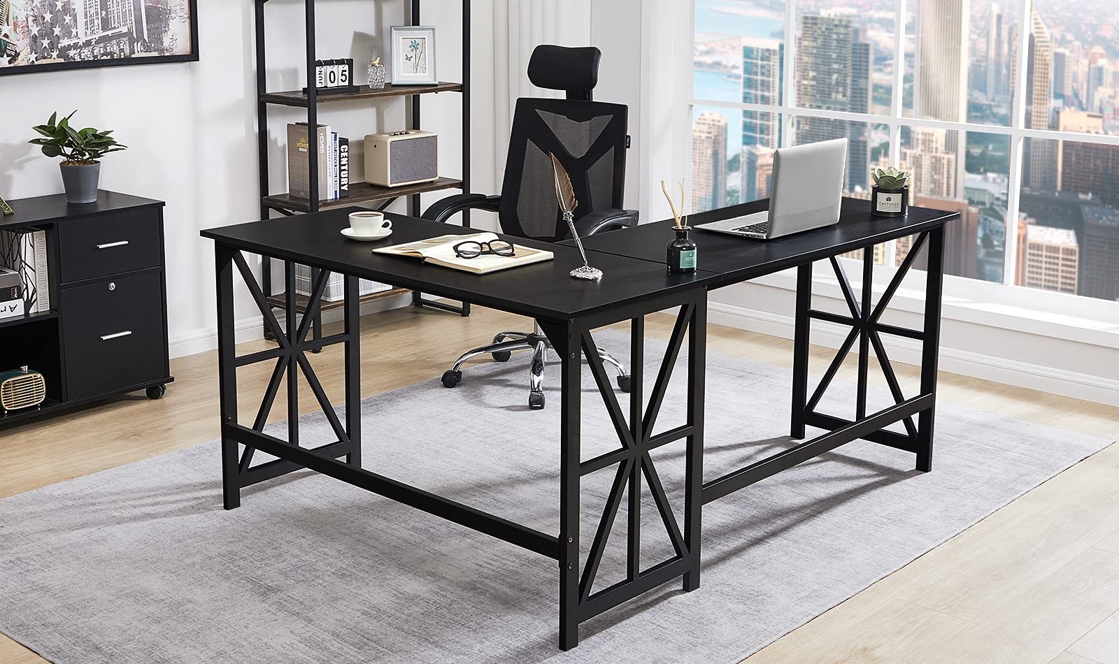 GreenForest Large L Shaped Computer Desk,63.8 x 50 inch Corner Computer