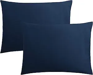 FLXXIE Microfiber Pillow Cases Standard Size, Soft Pillowcases with Envelope Closure, Wrinkle, Stain Resistant Pillow Covers, 20x26, Navy