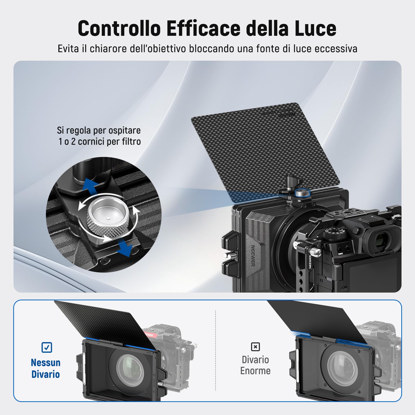 Matte Box Mini NEEWER PG002 Con 2 Portafiltri - Compatibile Con Sony, Canon E Altri Brand - Foto 5