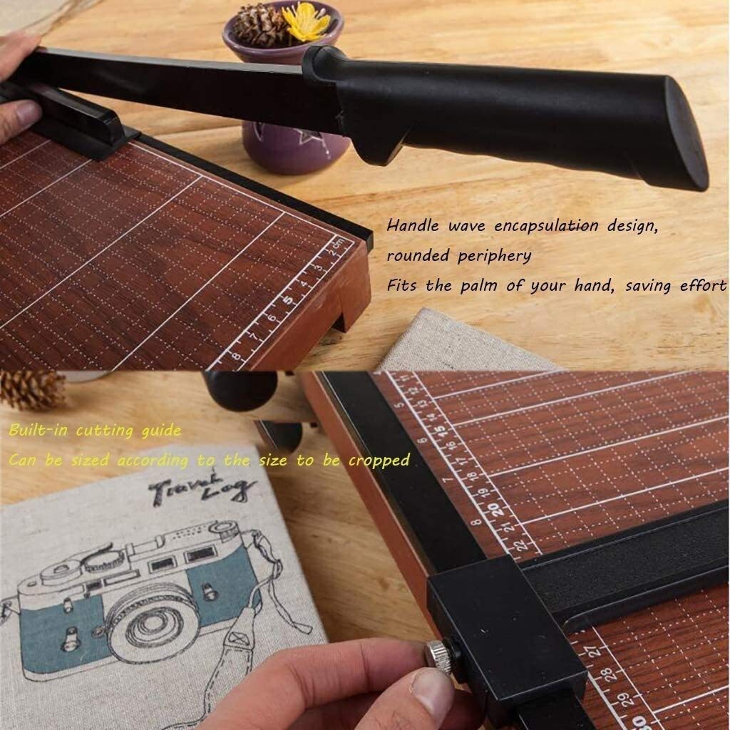 Taglierina per carta, taglierina per carta A4, Guillotine Paper Cutter with Wooden Base - Precision Photo Cropper for Postcards and Normal Paper Cutting