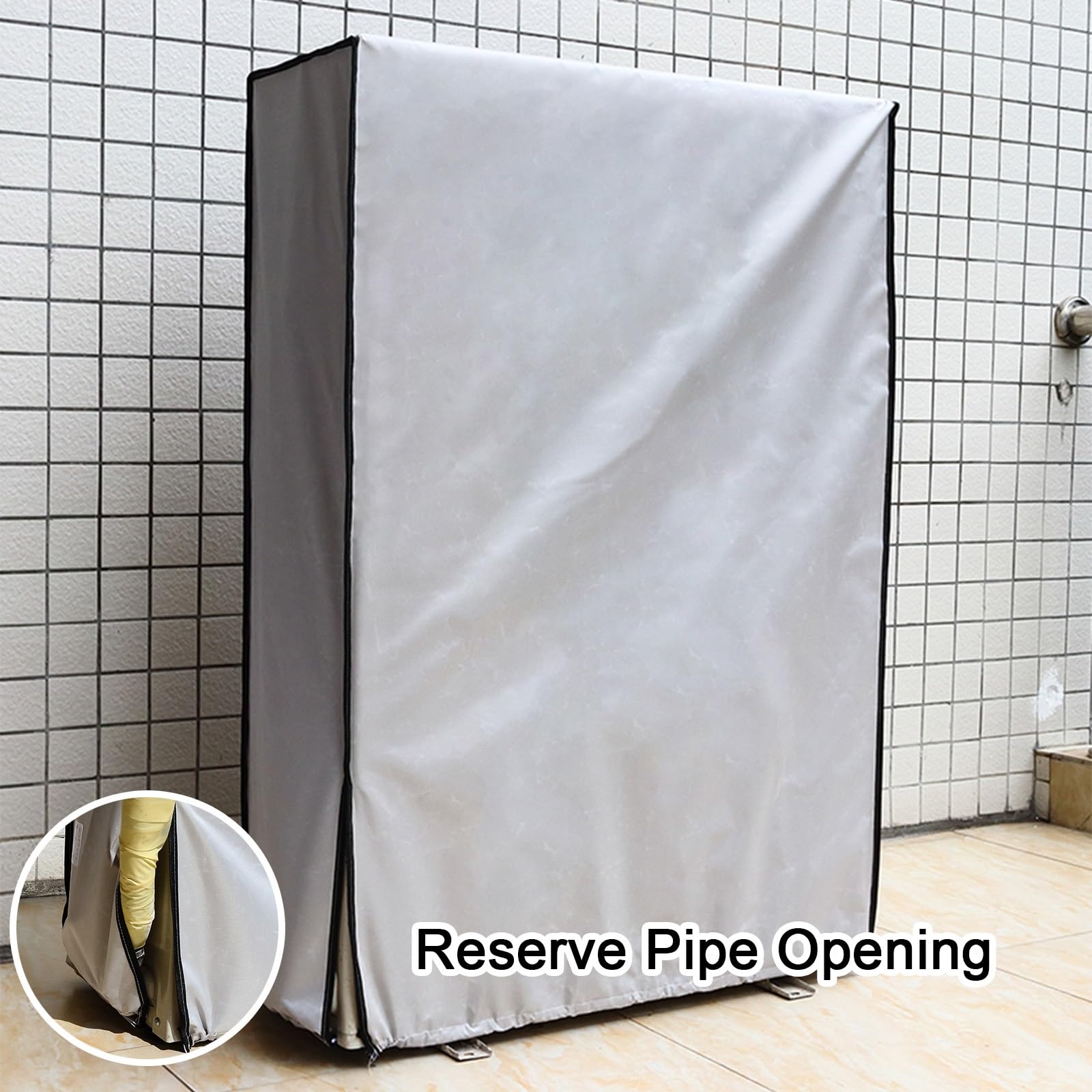 Copri Condizionatore da Esterno Grande, Coprimotore Condizionatore, Tessuto Oxford, Protezione su 5 Lati, Antisole, Impermeabile(Gray,98x38x138cm)