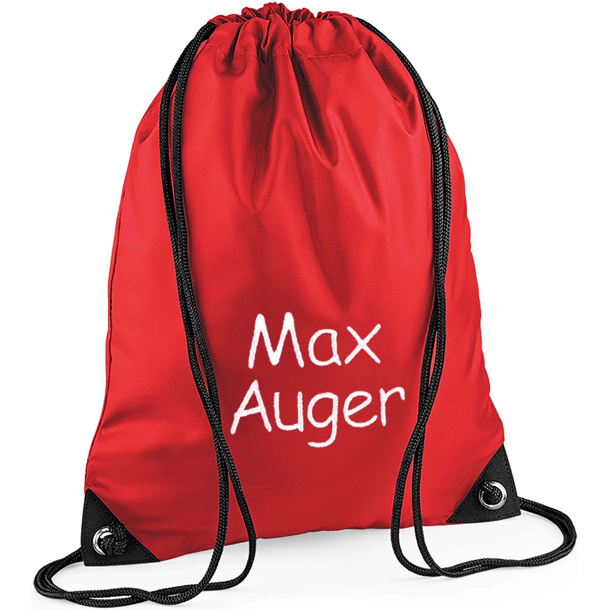 TeddyTs Personalised Embroidered Name School Sports PE Drawstring Gym & Swimming Bag (Red)