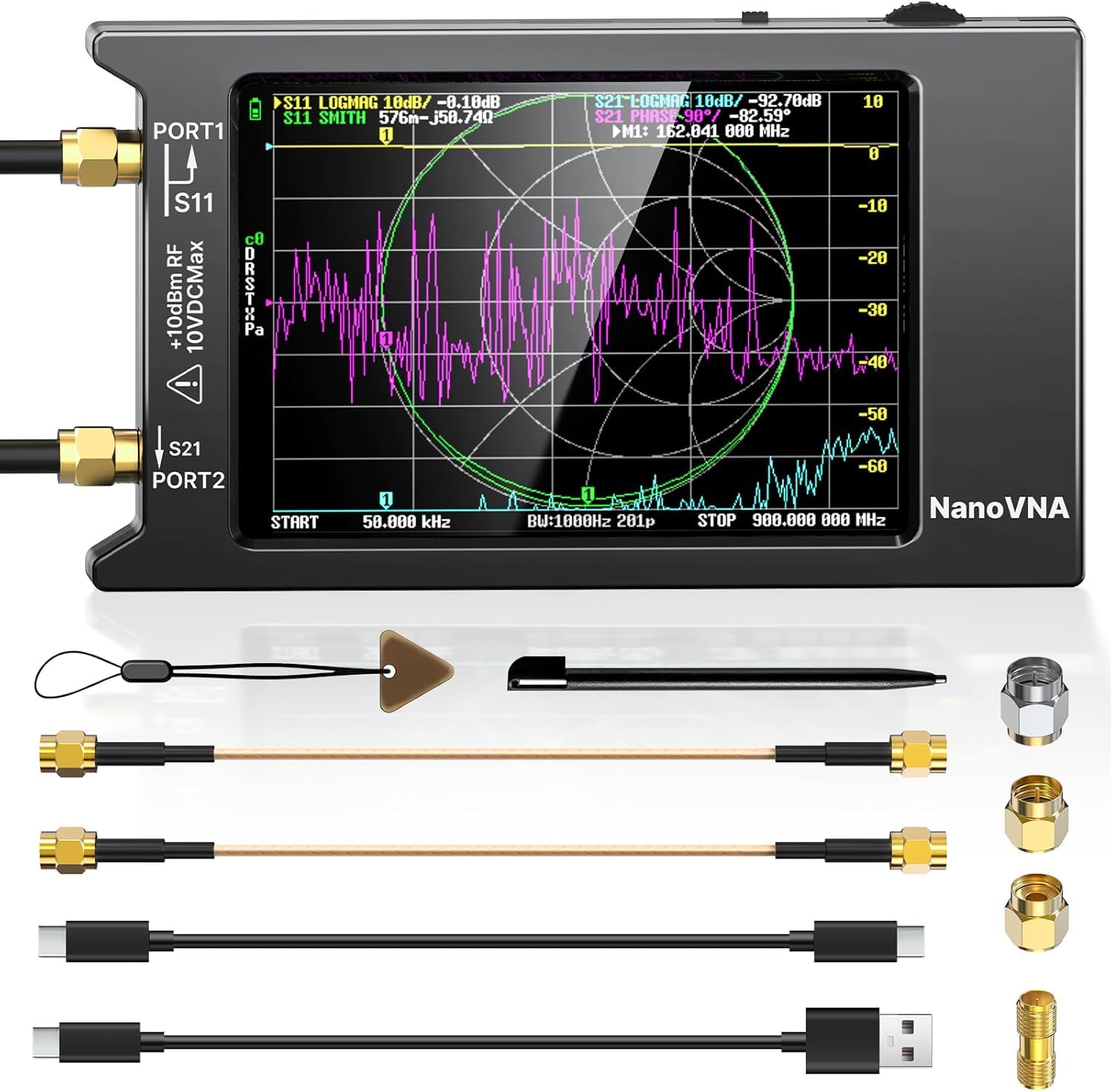 Aursinc Nanovna-H4 Vector Network Analyzer, ultimo V4.4 9KHz-1.5 GHz HF VHF UHF 4" Touch Screen Nanovna Analyzer Antenna Radio Ham, misurando i parametri di S, SWR, Fase, Delay, Smith Chart