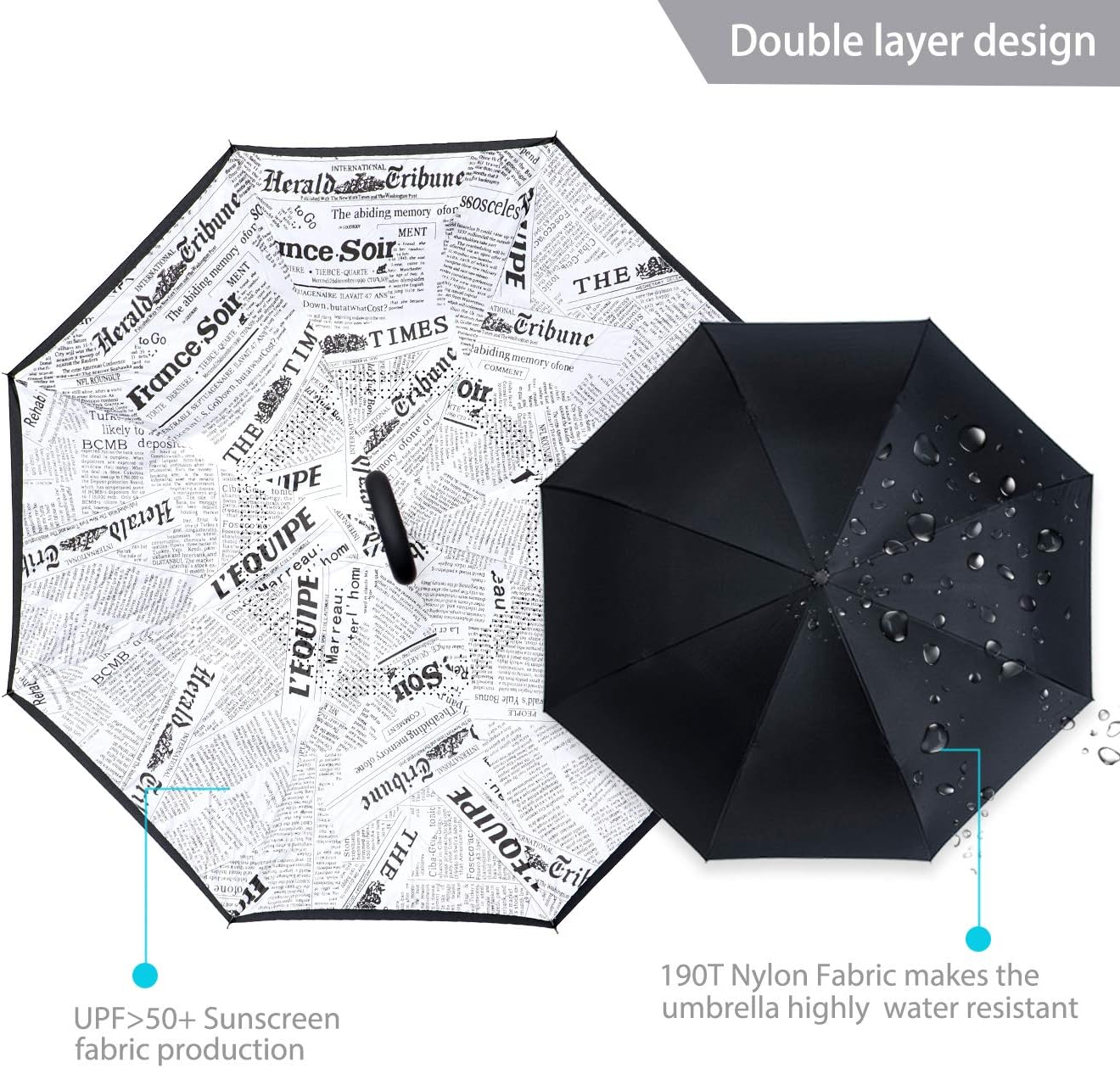 ZOMAKE Inverted Umbrella, Double Layer Reverse Umbrella Large Upside Down Umbrella with UV Protection, Windproof Inside Out Umbrella for Women with C-Shaped Handle