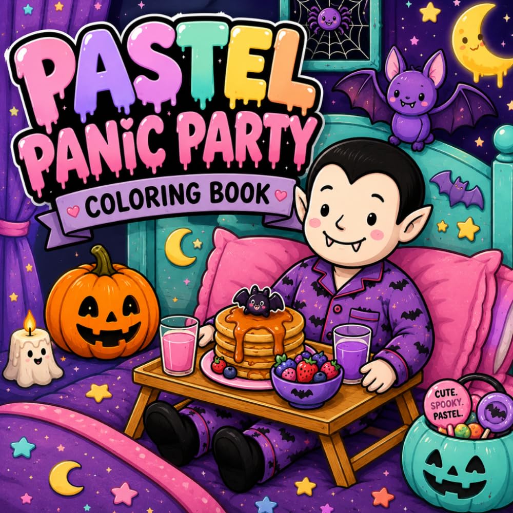 Pastel Panic Party: Spooky Cute Horror Parody Coloring Book with Cozy Crime Scenes, Dark Humor, Twisted Characters and Horror Icons for Relaxation and Creative Fun
