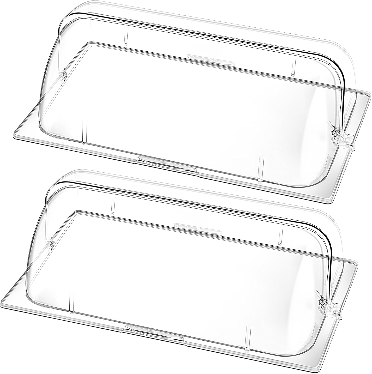 2 Pcs Clear Chafing Dish Covers Full Size Rolling Chafing Dish Lid Plastic Full Pan Cover Clear Roll Top Food Plate Lid for Hot Buffet Cake Cupcake Dessert Exhibition Display Bakery Outdoor