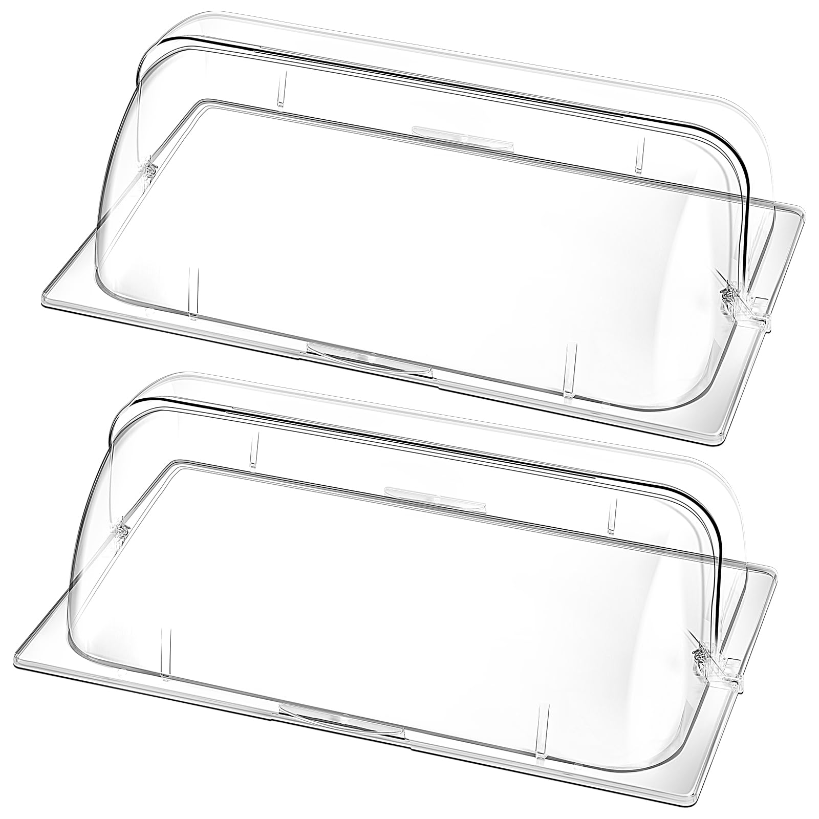 6 Pcs Clear Chafing Dish Covers Full Size Rolling Chafing Dish Lid Plastic Full Pan Cover Clear Roll Top Food Plate Lid for Hot Buffet Cake Cupcake Dessert Exhibition Display Bakery Outdoor