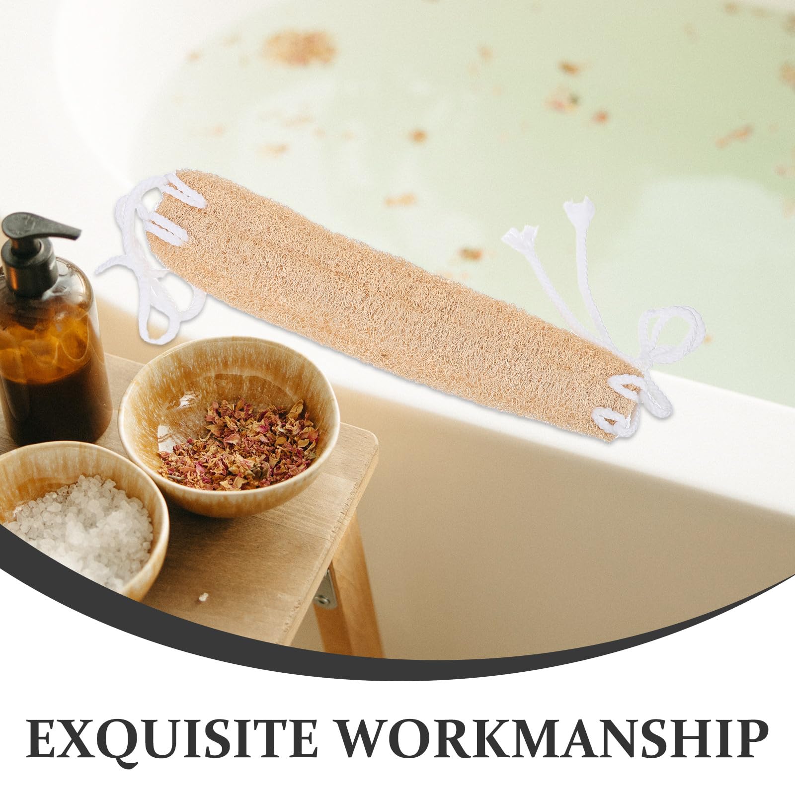 Alipis Esponja de Lufa Natural Exfoliante Corporal para Hombres y Mujeres, Material Esponja de Lufa Beige, Elaboración Detallada y Fácil de Colgar para Baño y Ducha