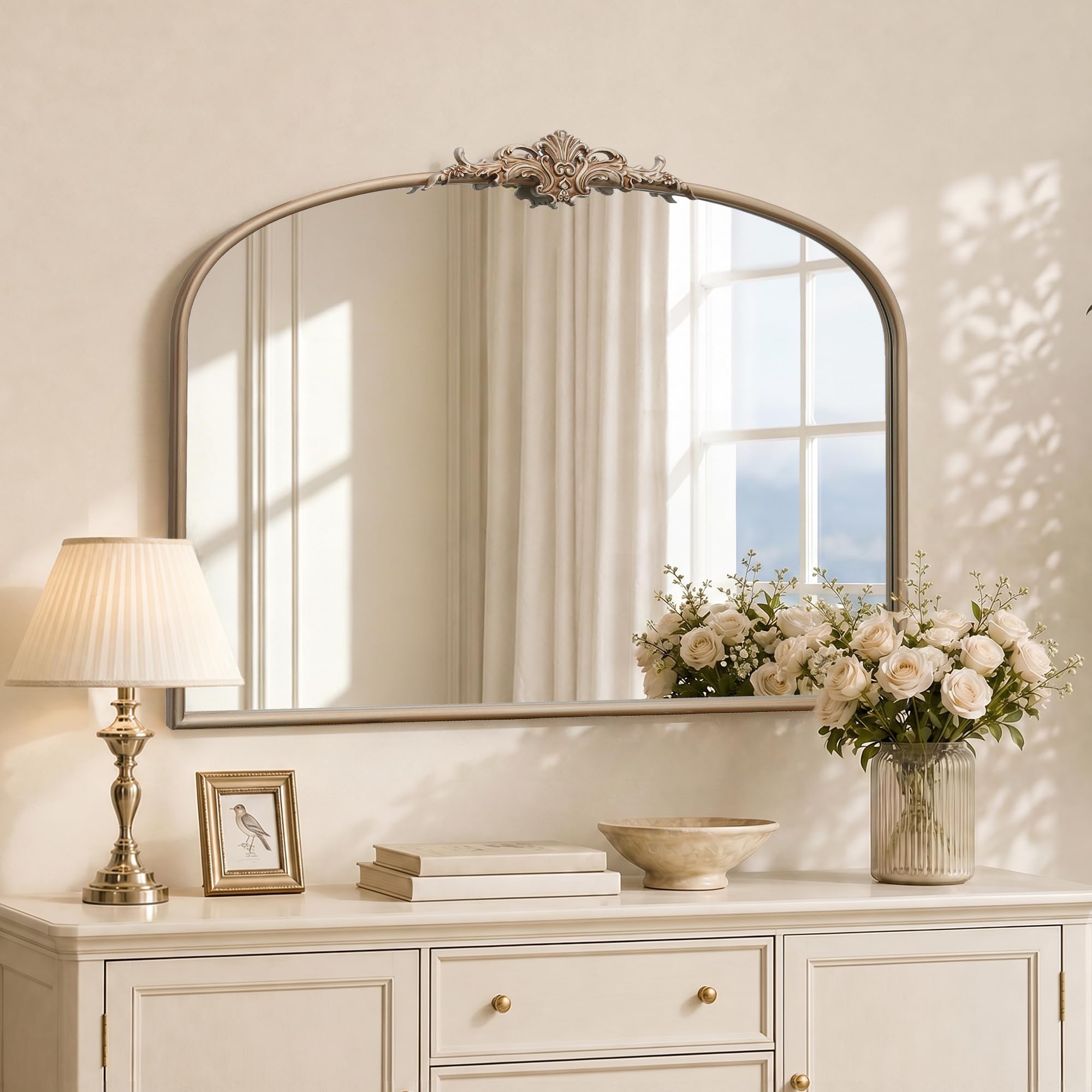 Amazon.com: Besdomus Arched Vintage Gold Mirror: 40
